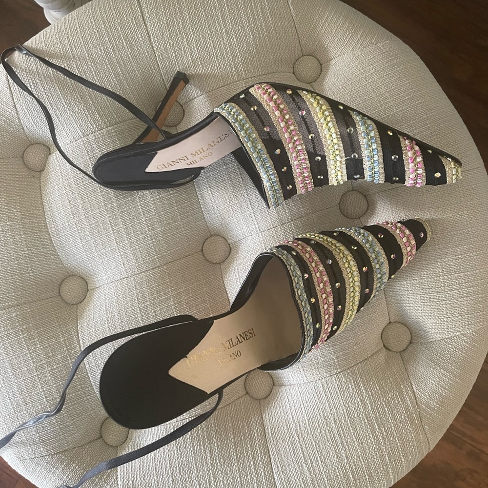 Gianni Milanese - STUNNING &VINTAGE - colorful pointed toe lace up heels